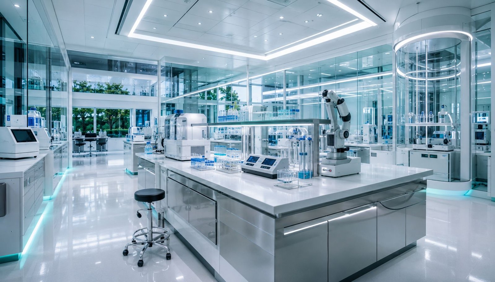 High-tech laboratory interior at the ISO-certified lab behind peptideonline.eu